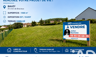 Terrain  1068 m² à vendre à Bauzy (41250)