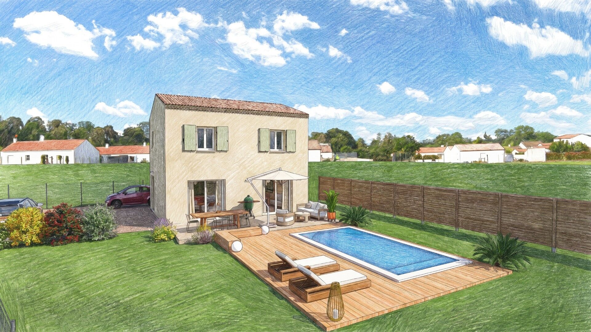 LAURIS Villa à étage 90 m², 3 chambres, Garage sur terrain piscinable 876 m²