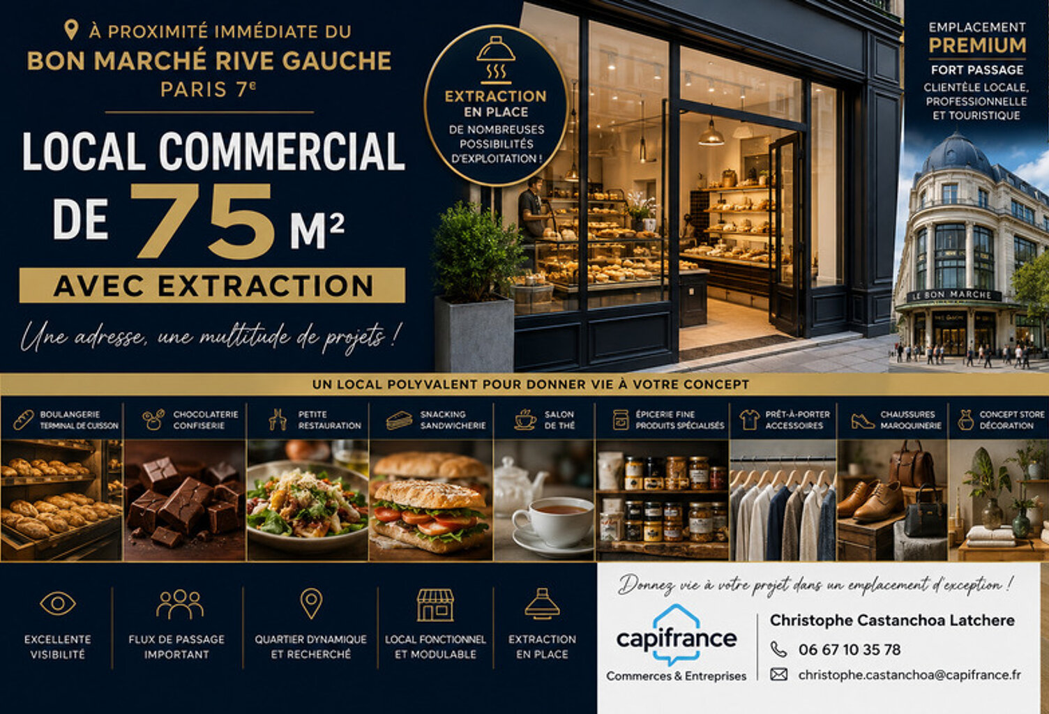 EMPLACEMENT PREMIUM À DEUX PAS DU BON MARCHÉ RIVE GAUCHE – LOCAL COMMERCIAL DE 75 M² AVEC EXTRACTION — photo 1
