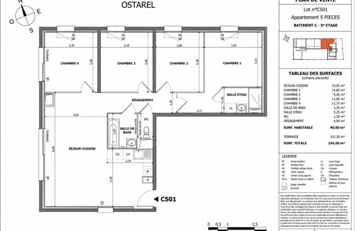 APPARTEMENT NEUF VEFA TYPE 5 -- MAGNIFIQUE TERRASSE DE 103 M2 EXPOSÉE SUD-OUEST - DOUBLE PARKING PRIVATIF DANS RESIDENCE RE2020 - NORMES PMR -- TVA RÉDUITE SOUS CONDITIONS D'ÉLIGIBILITÉ (PRIX D'ACQUISITION RÉDUIT À  436 682 €) --- — photo 3