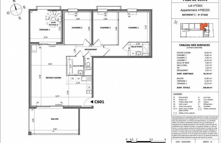 APPARTEMENT NEUF VEFA TYPE 4 -- DERNIER ÉTAGE --  AVEC SPACIEUSE DOUBLE TERRASSE DE 45 M2 - BALCON SUD ET PARKING PRIVATIF DANS RESIDENCE RE2020 - NORMES PMR -- TVA RÉDUITE SOUS CONDITIONS D'ÉLIGIBILITÉ (PRIX D'ACQUISITION RÉDUIT À  394 922 €) --- — photo 3