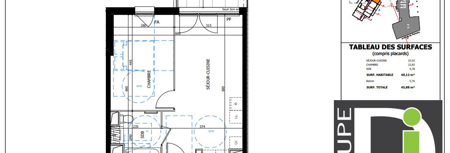 Appartement 2 Pièces 40 m² à vendre à Valence (26000)