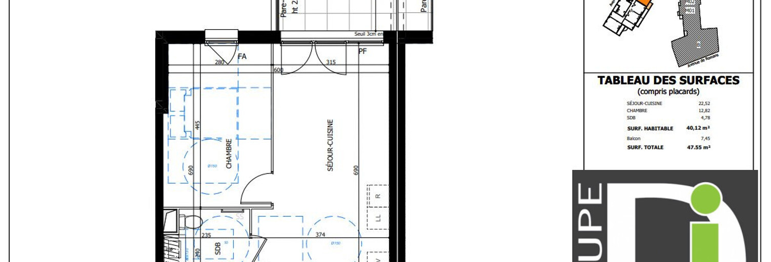 Appartement 2 Pièces 40 m² à vendre à Valence (26000)