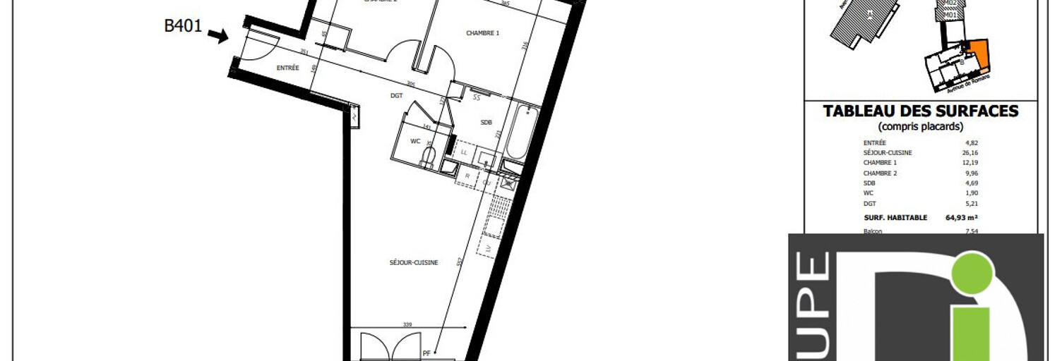 Appartement 3 Pièces 64 m² à vendre à Valence (26000)