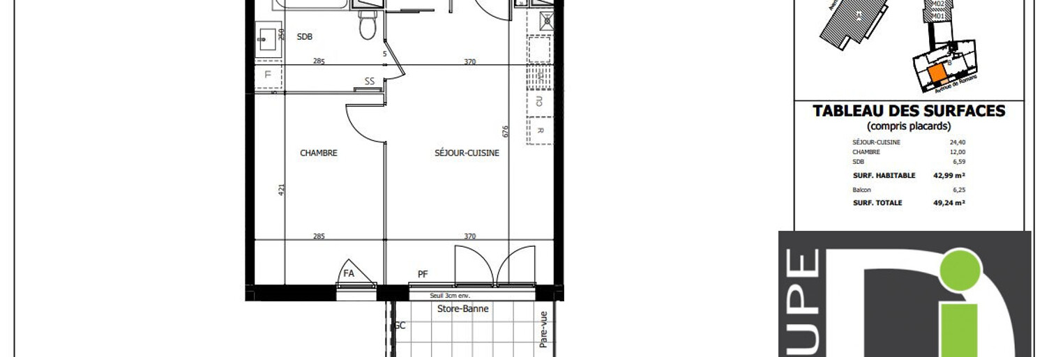 Appartement 2 Pièces 42 m² à vendre à Valence (26000)