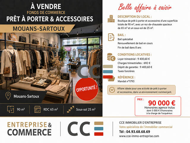 Fonds de commerce Prêt à porter et accessoires Mouans Sartoux 90 m2 — photo du bien