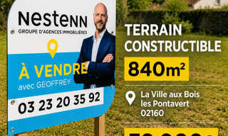 Terrain  840 m² à vendre à La Ville-aux-Bois-lès-Pontavert (02160)