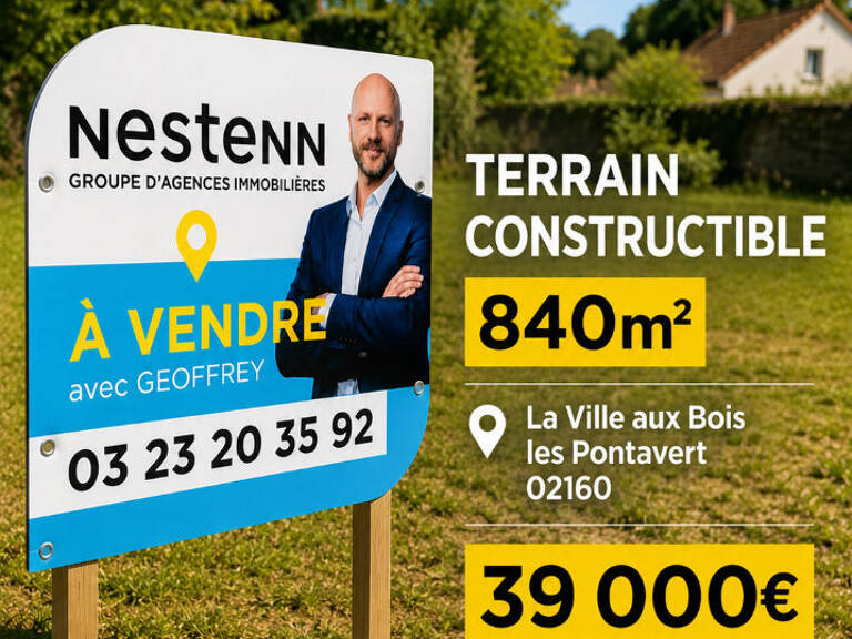 Terrain constructible 840 m² ? La Ville aux Bois-lès-Pontavert (02160) — photo 1