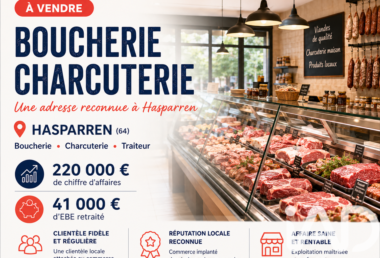 Vente Boucherie, Charcuterie 81 m&sup2; — photo 1