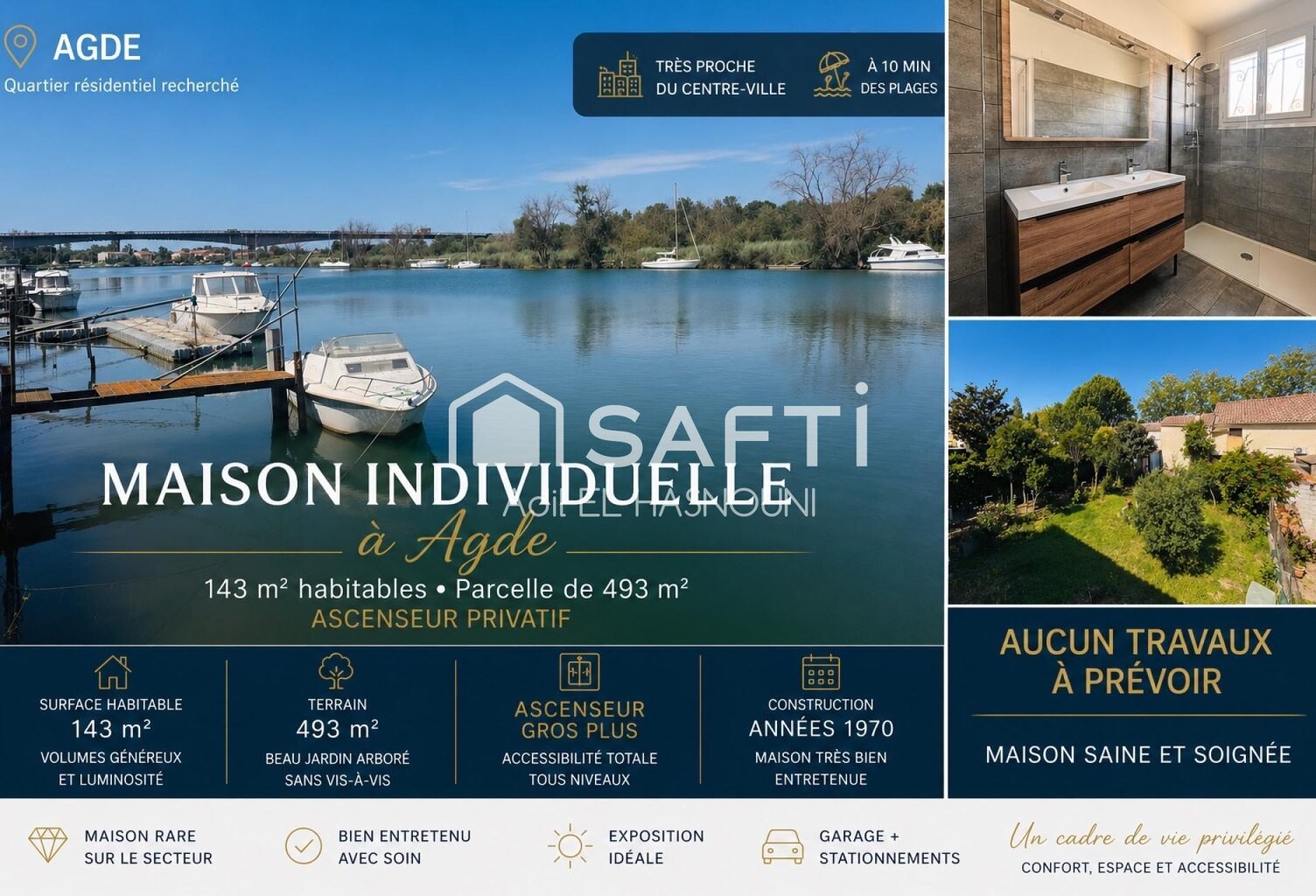 AGDE  Maison 143 m² avec ascenseur, possibilité 2 logements indépendants, aucun travaux — photo 1