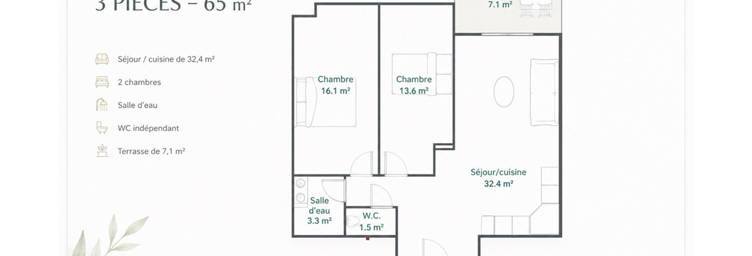 Appartement 3 Pièces 65 m² à vendre à Nice (06000)