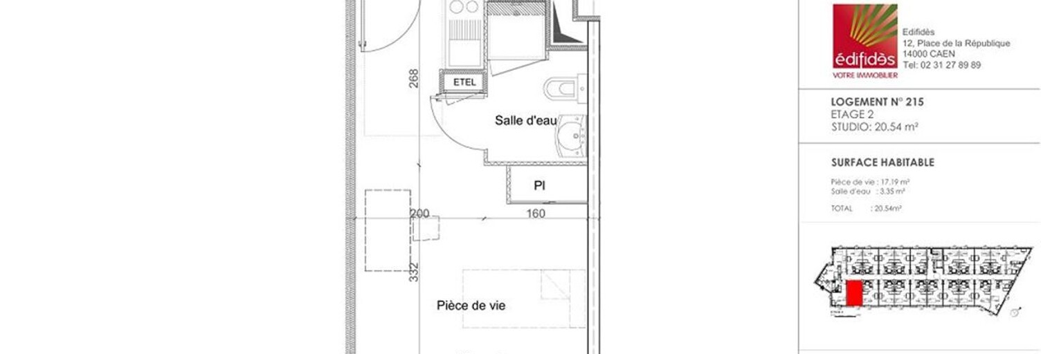 Appartement 1 Pièce 20 m² à louer à Colombelles (14460)