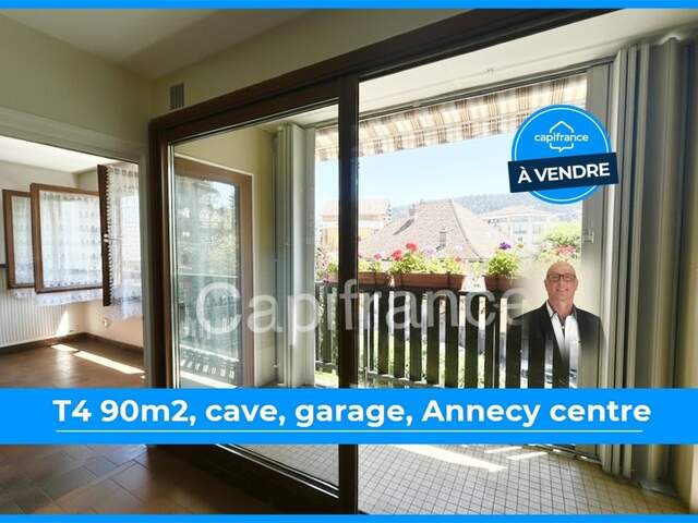 Appartement T4 de 90 m², 2ᵉ étage avec balcon, cave, garage en sus, Annecy centre (74) — photo du bien