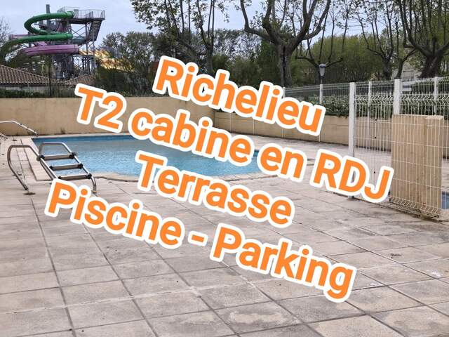 T2/cabine en rdj, terrasse, parking, piscine. — photo du bien