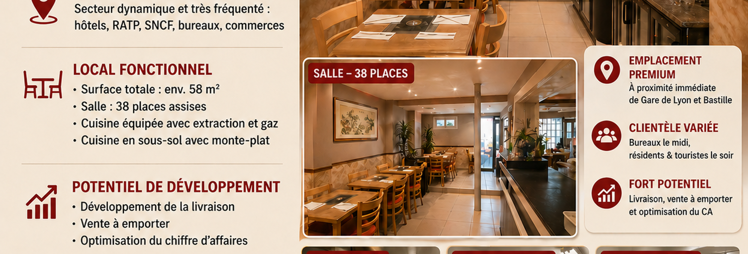 Commerce  58 m² à vendre à Paris 12 (75012)