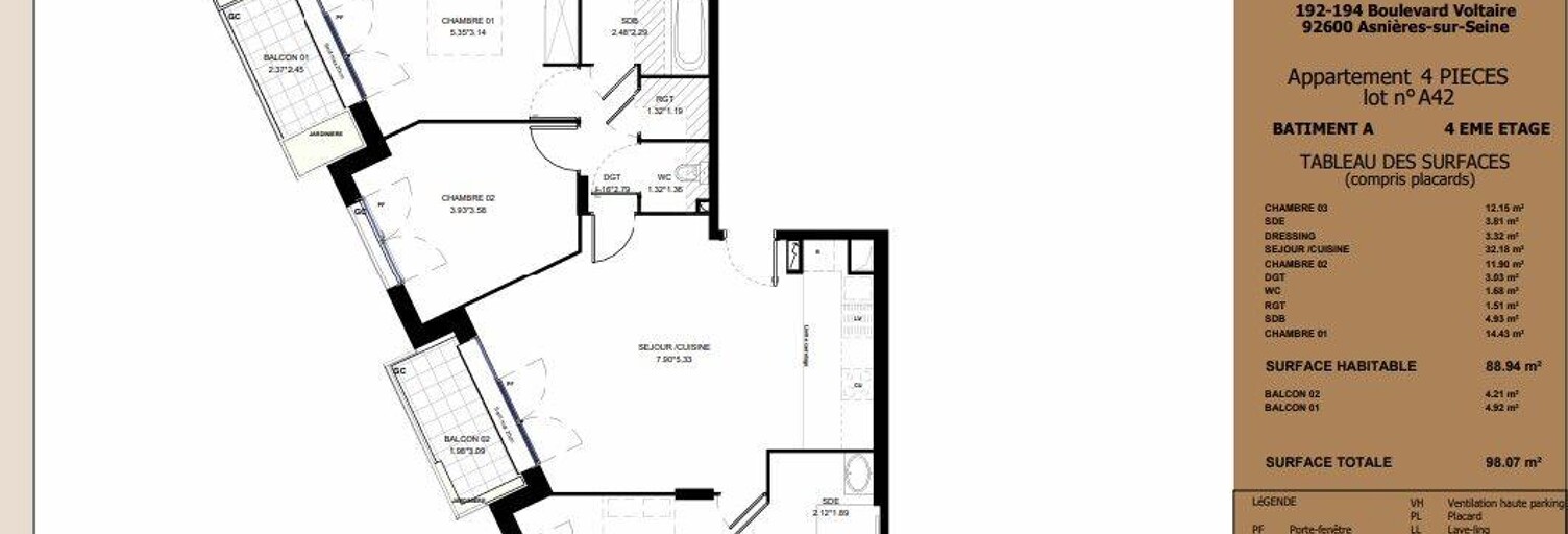 Appartement 4 Pièces 89 m² à vendre à Asnières-sur-Seine (92600)