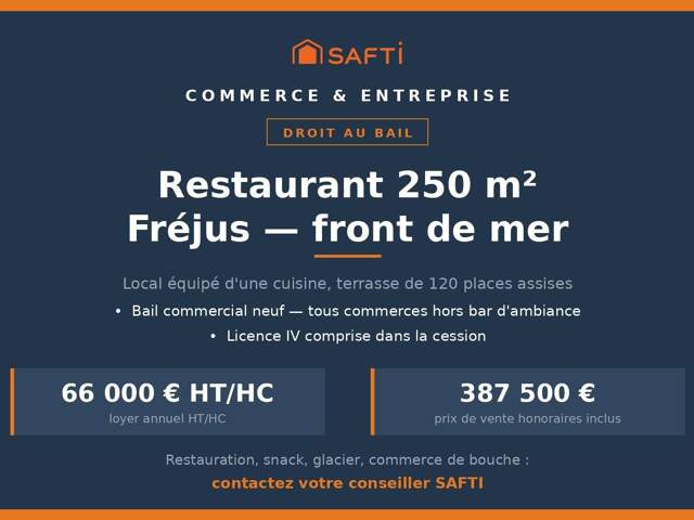 Droit au bail restaurant  front de mer Fréjus — photo du bien
