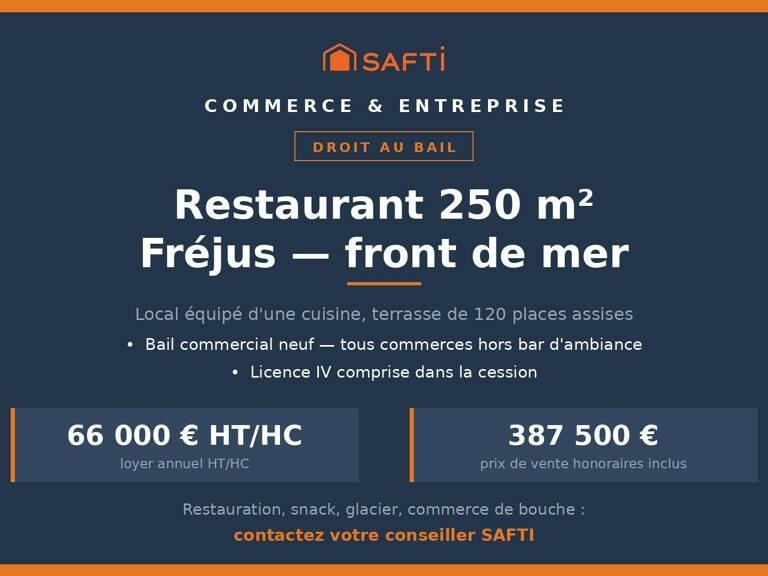 Droit au bail restaurant  front de mer Fréjus — photo 1