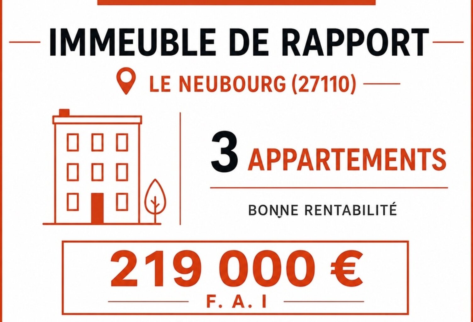 EXCLUSIVITÉ OPTIMHOME  IMMEUBLE DE RAPPORT – 3 APPARTEMENTS – LE NEUBOURG CENTRE — photo 1