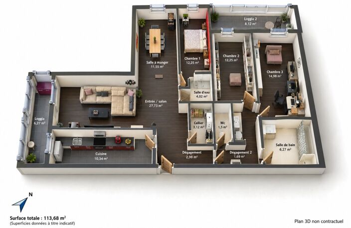 GENNEVILLIERS – AUX PORTES DU VILLAGE – 114 m² – 17e ET DERNIER ÉTAGE – VUE LA DÉFENSE — photo 4