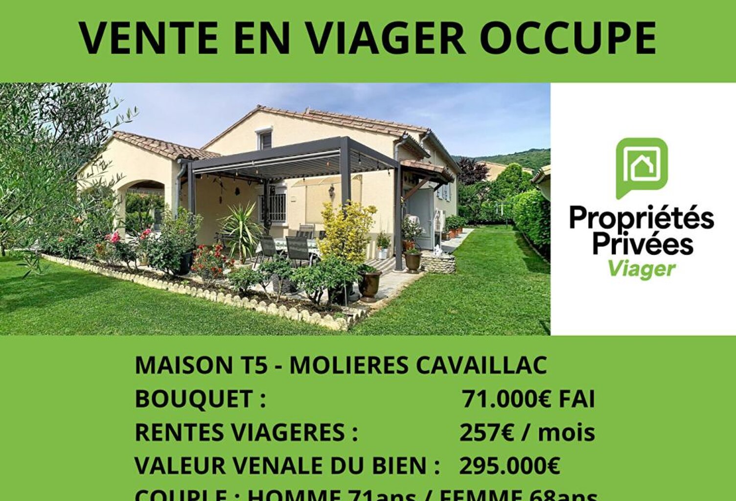 VIAGER OCCUPÉ  MAISON 110 m² SUR 1 400 m² DE TERRAIN - MOLIÈRES-CAVAILLAC (GARD) — photo 1