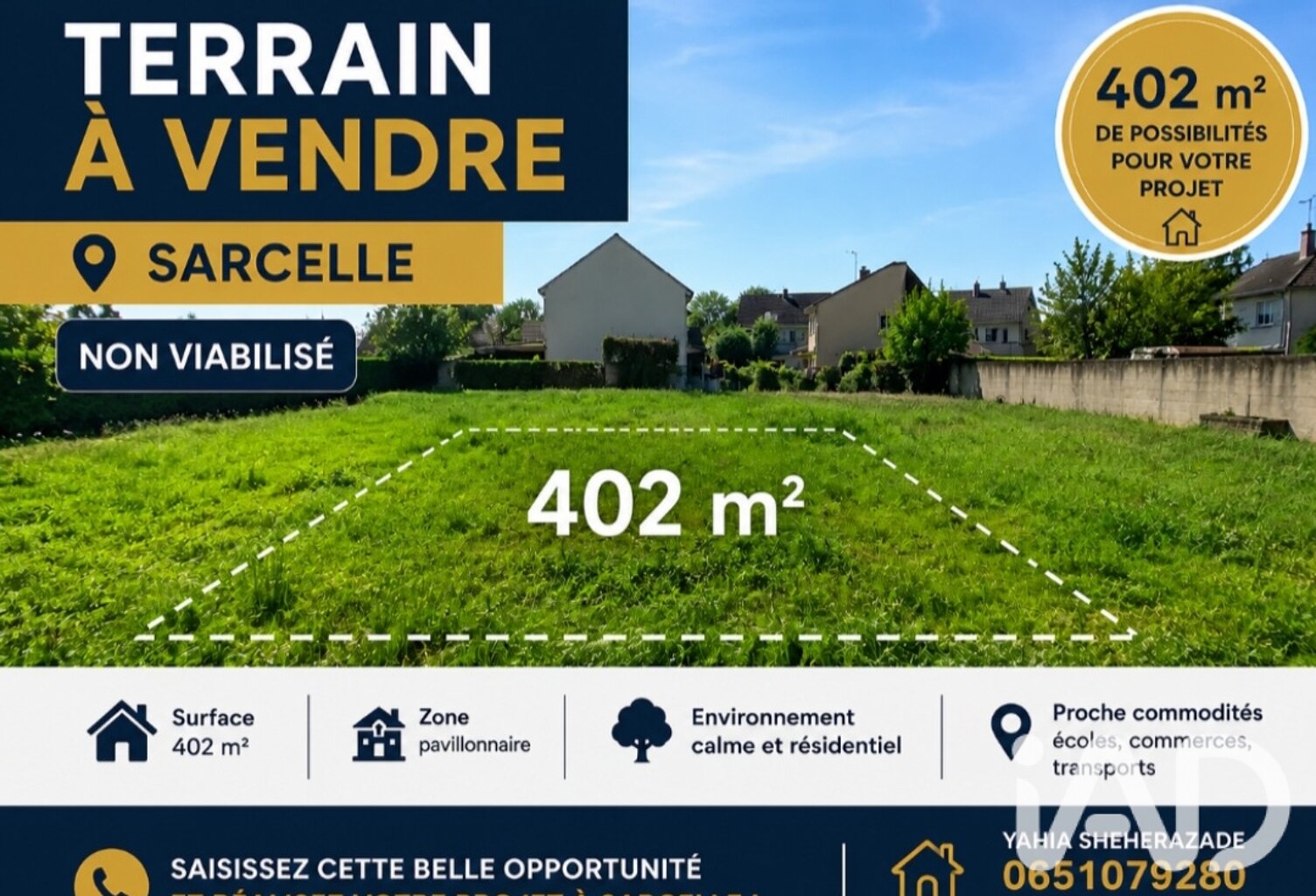 Vente Terrain à bâtir 402 m&sup2; — photo 1