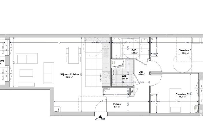 Vente Appartement 3 pièces — photo 2