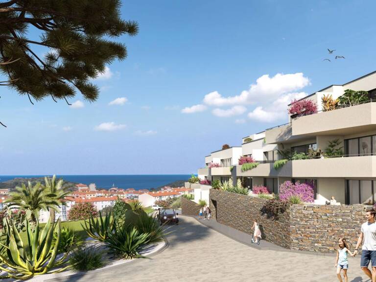 À VENDRE PORT-VENDRES — DANS RÉSIDENCE INTIMISTE NEUVE --  APPARTEMENT TYPE 4 AVEC GARAGE - PARKING PRIVATIF ET 24 M2 DE TERRASSE. PROGRAMME ÉLIGIBLE AU DISPOSITIF JEANBRUN — photo 1