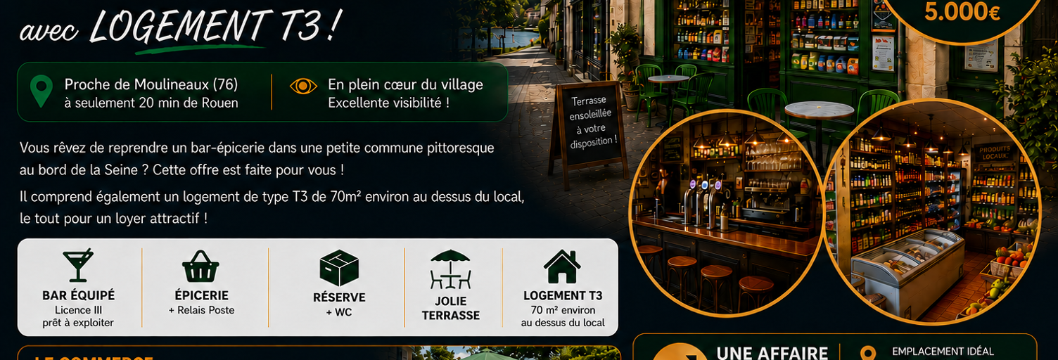 Commerce  45 m² à vendre à La Bouille (76530)