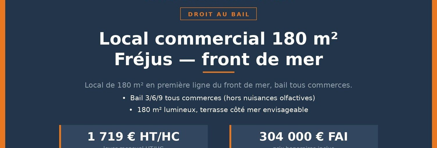 Commerce 3 Pièces 180 m² à vendre à Fréjus (83600)