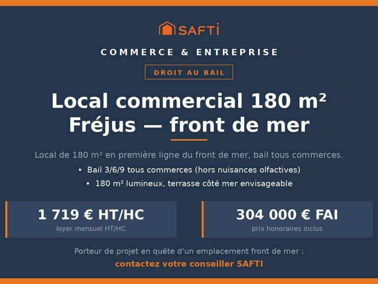 Droit au bail 180 m², front de mer Fréjus — photo 1
