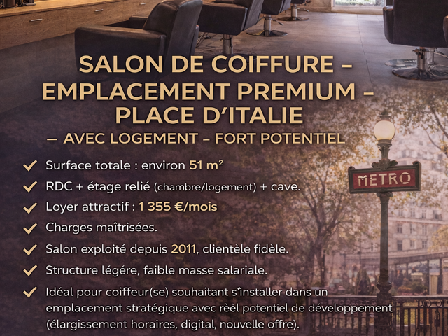 Vente Esthétique, Coiffure 51 m&sup2; — photo du bien