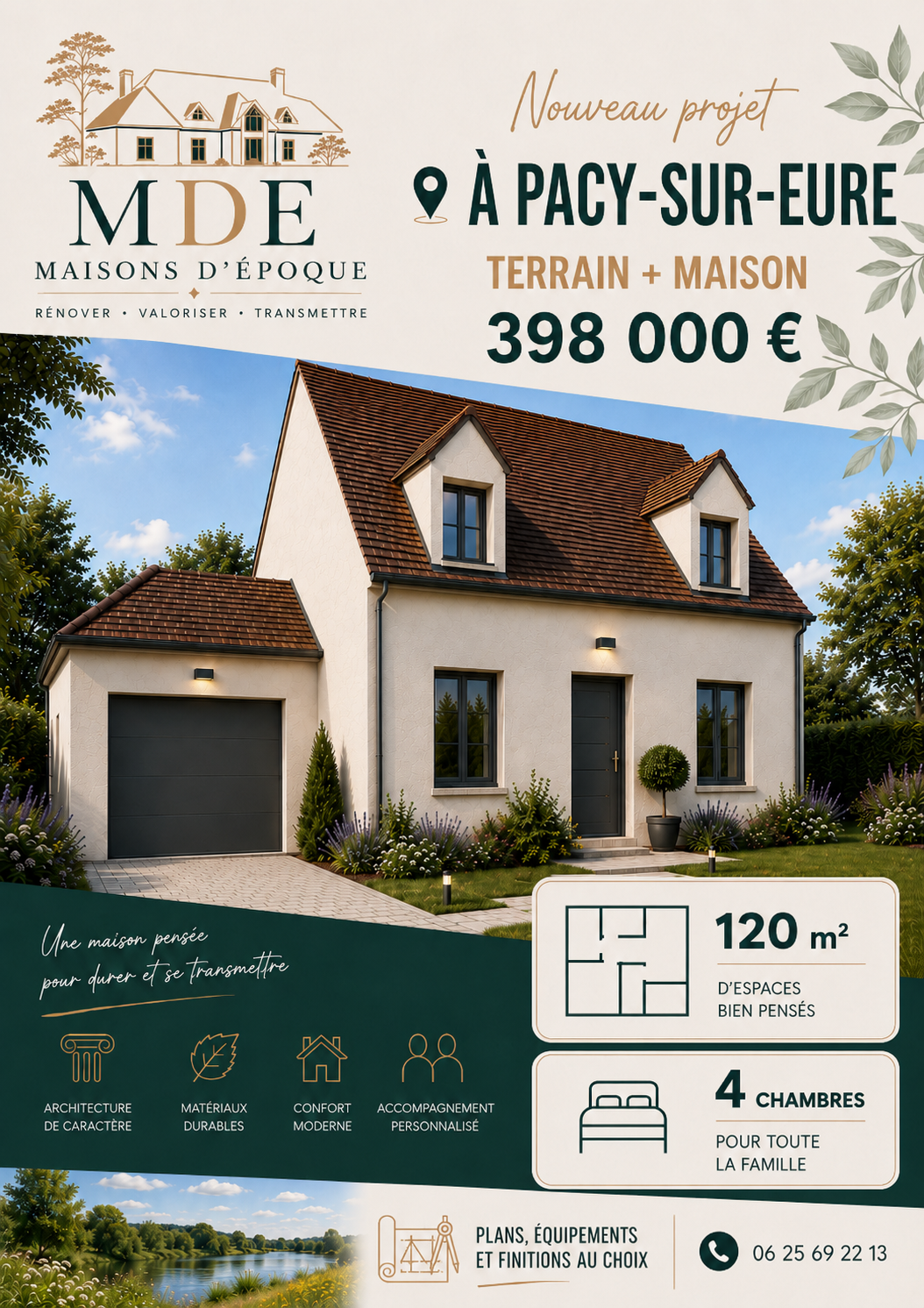 Votre future maison MDE Maisons d'époque sur terrain à batir à Pacy sur Eure