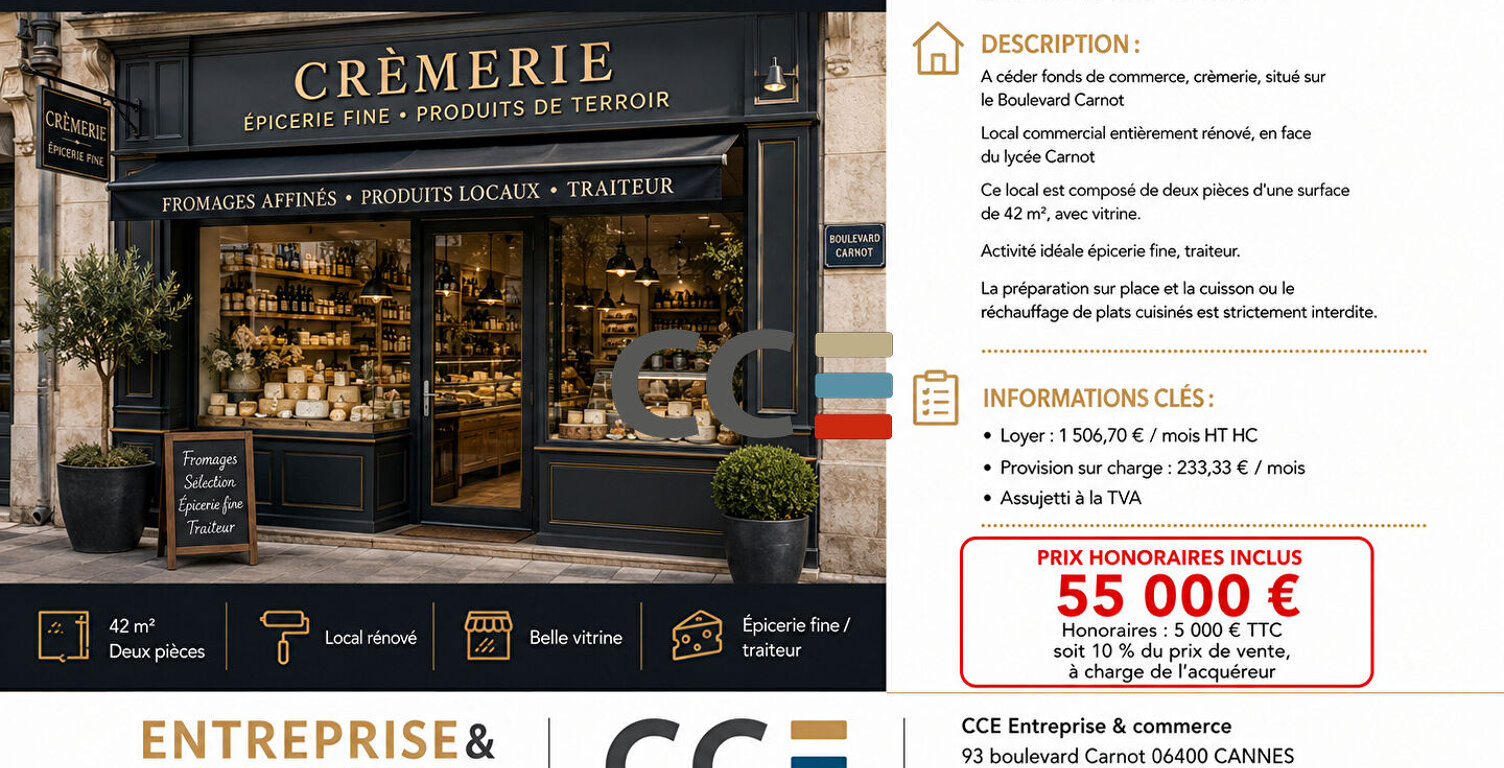 Fonds de commerce Cannes 42 m2 — photo 1