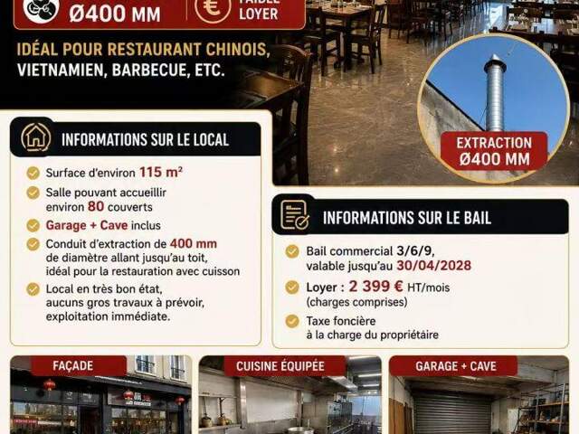 Vente Restaurant 115 m&sup2; — photo du bien