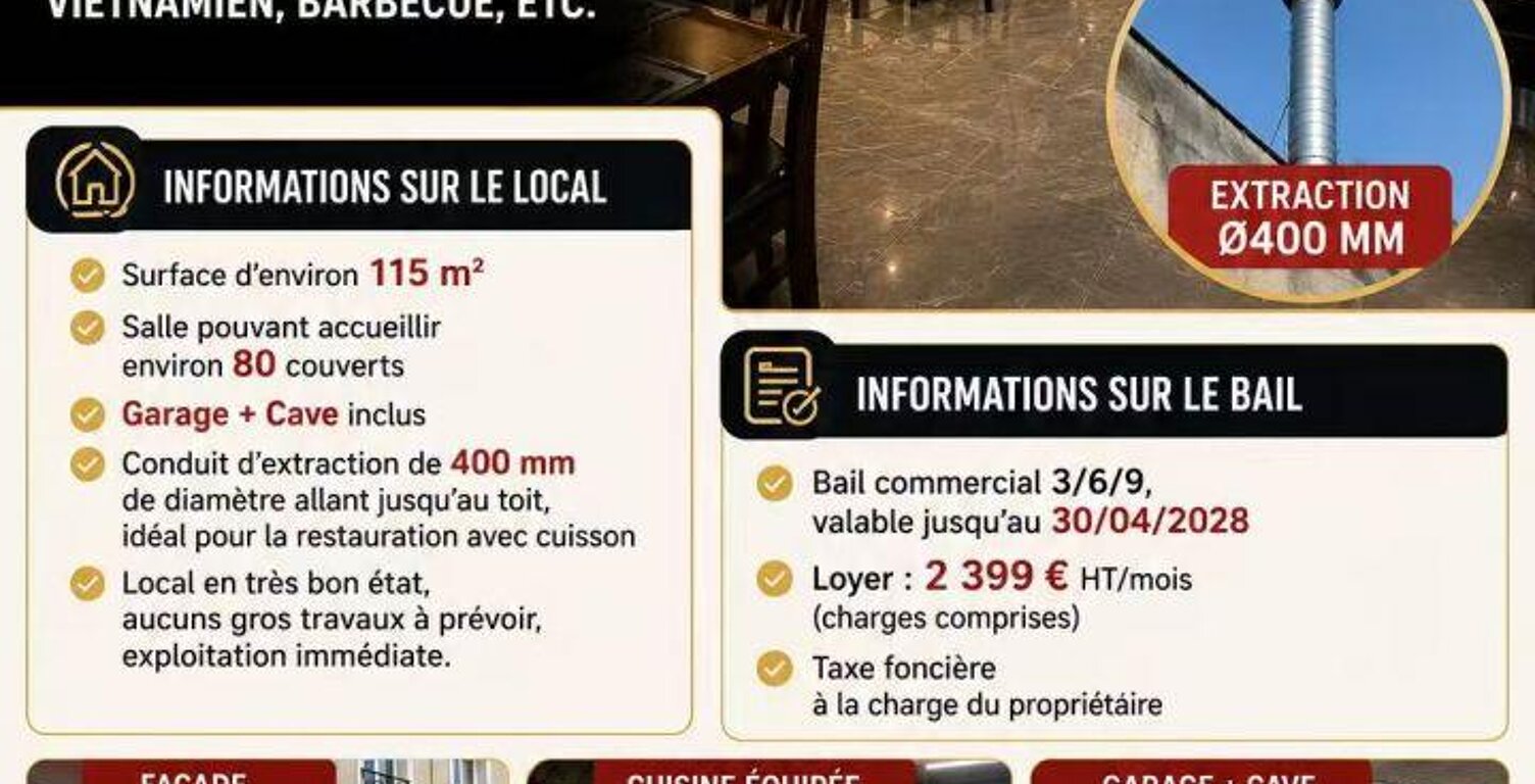 Vente Restaurant 115 m&sup2; — photo 1