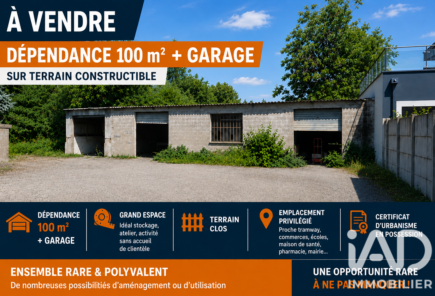 Vente Garage 120 m&sup2; — photo 1