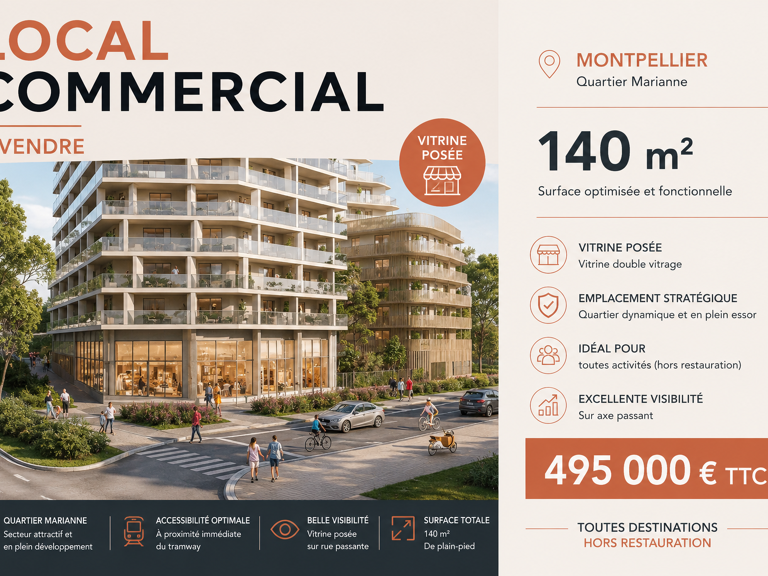 Local commercial de 140 m2 secteur port Marianne à Montpellier — photo 1