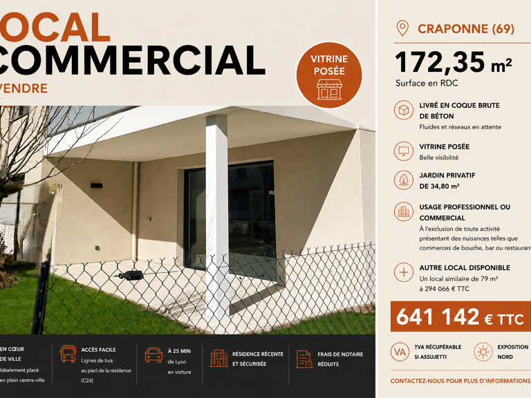 VENTE LOCAL COMMERCIAL CRAPONNE (69) — photo 1