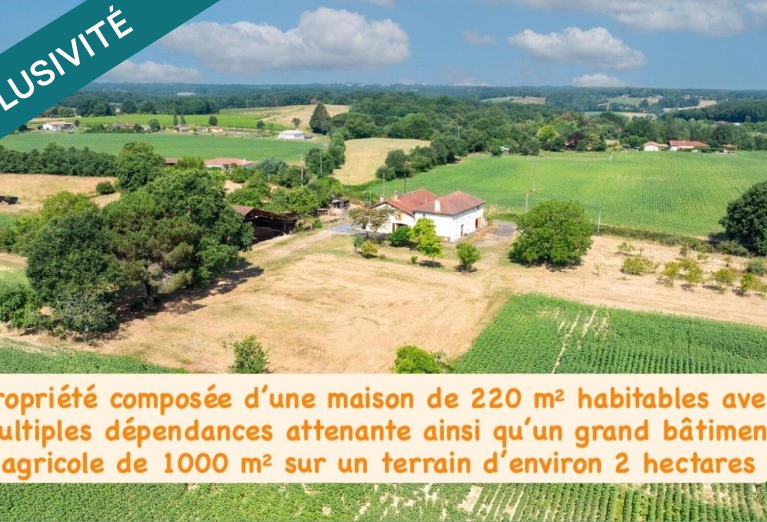 Propriété agricole de 220m² avec grande dépendance de 1000m² sur un terrain d'environ 2 hectares — photo 1