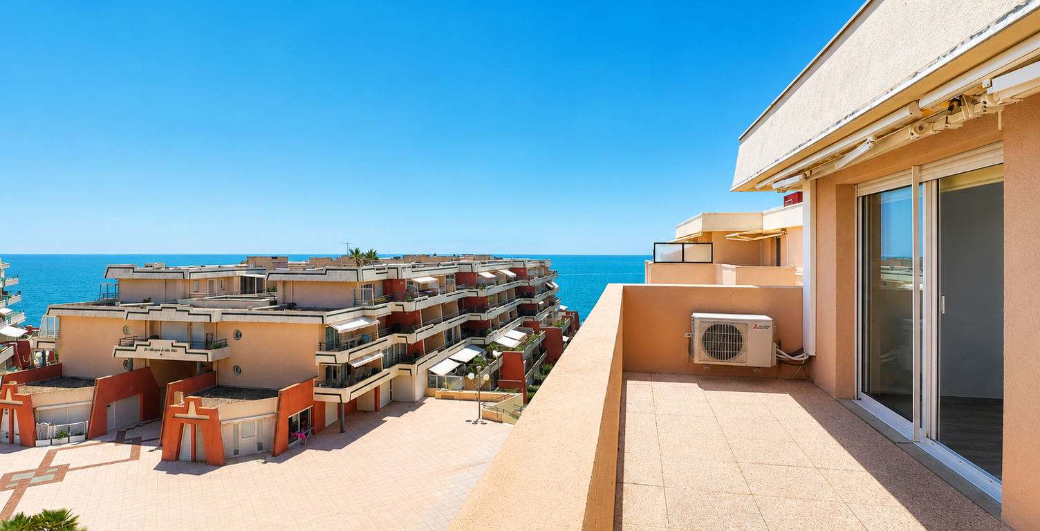 VEND DEUX PIECES DERNIER ETAGE A LA CORNICHE AVEC GARAGE — photo 1