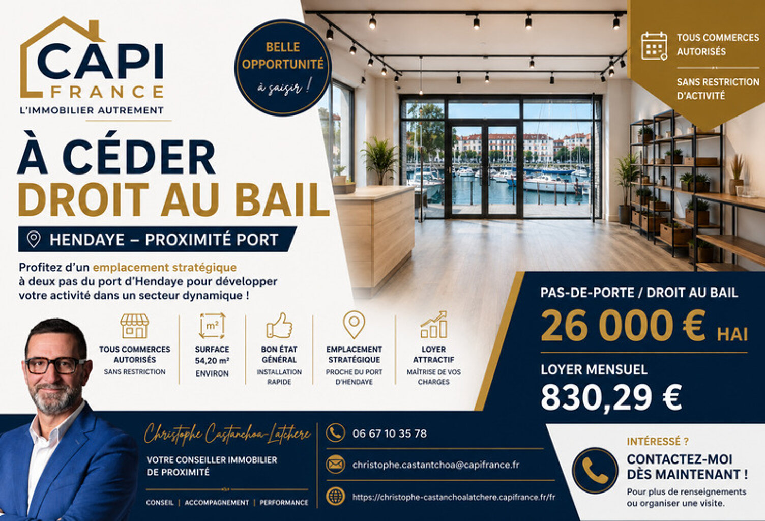 À CÉDER – DROIT AU BAIL COMMERCIAL – HENDAYE PORT — photo 1