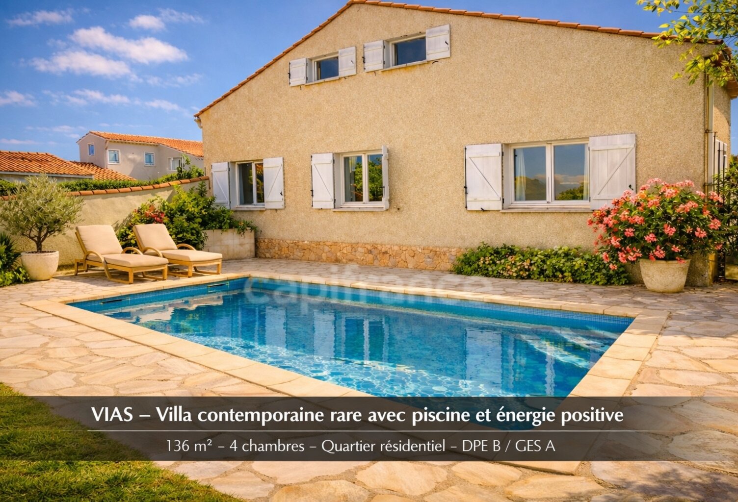 ❤️ VIAS – VILLA AVEC PISCINE – 136 M² – 4 CHAMBRES – 16 PANNEAUX SOLAIRES – DPE B — photo 1