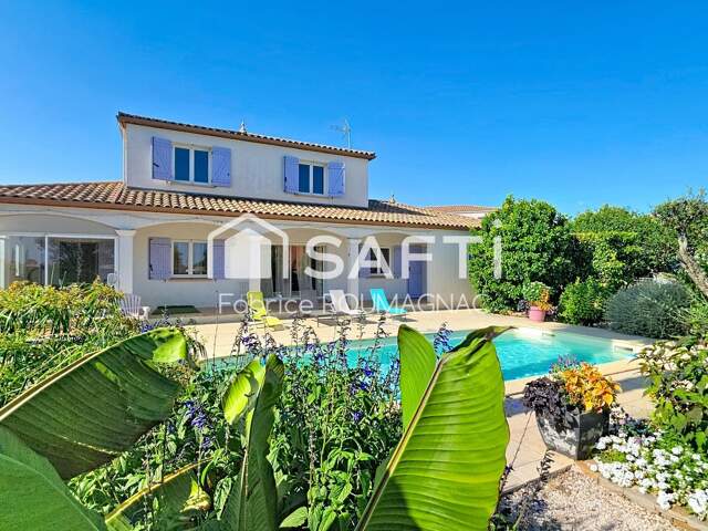 Maison de 153 m² avec piscine, garage, trois chambres sur une parcelle de 1265 m² — photo du bien