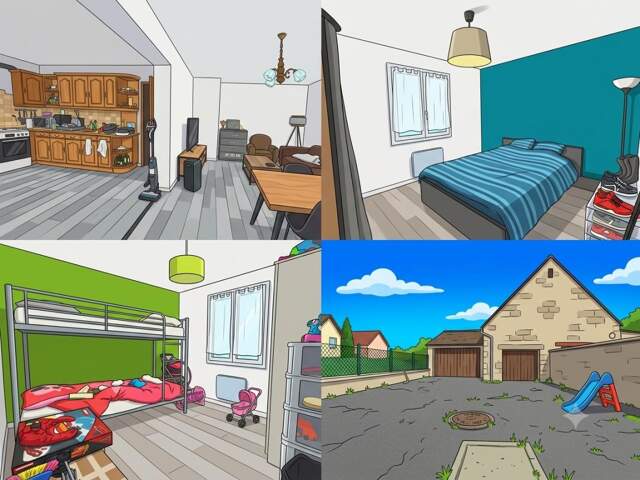 Maison plan-pied, 3 pièces, double garage et cour — photo du bien