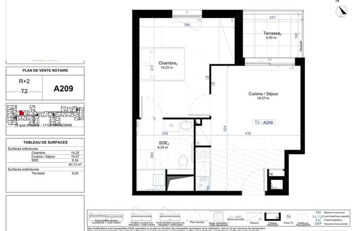 Appartement Narbonne 2 pièce(s) 40.13 m2 — photo 2