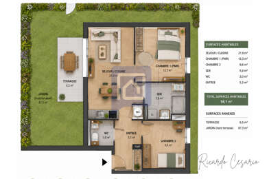 Appartement 3 pièces 246000 €