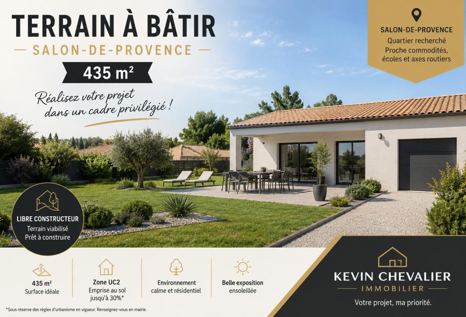 TERRAIN CONSTRUCTIBLE 450 M² - ZONE UC2 - SALON-DE-PROVENCE — photo 1