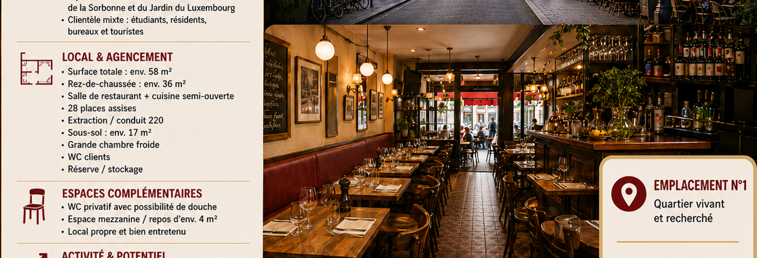 Commerce  58 m² à vendre à Paris 5 (75005)