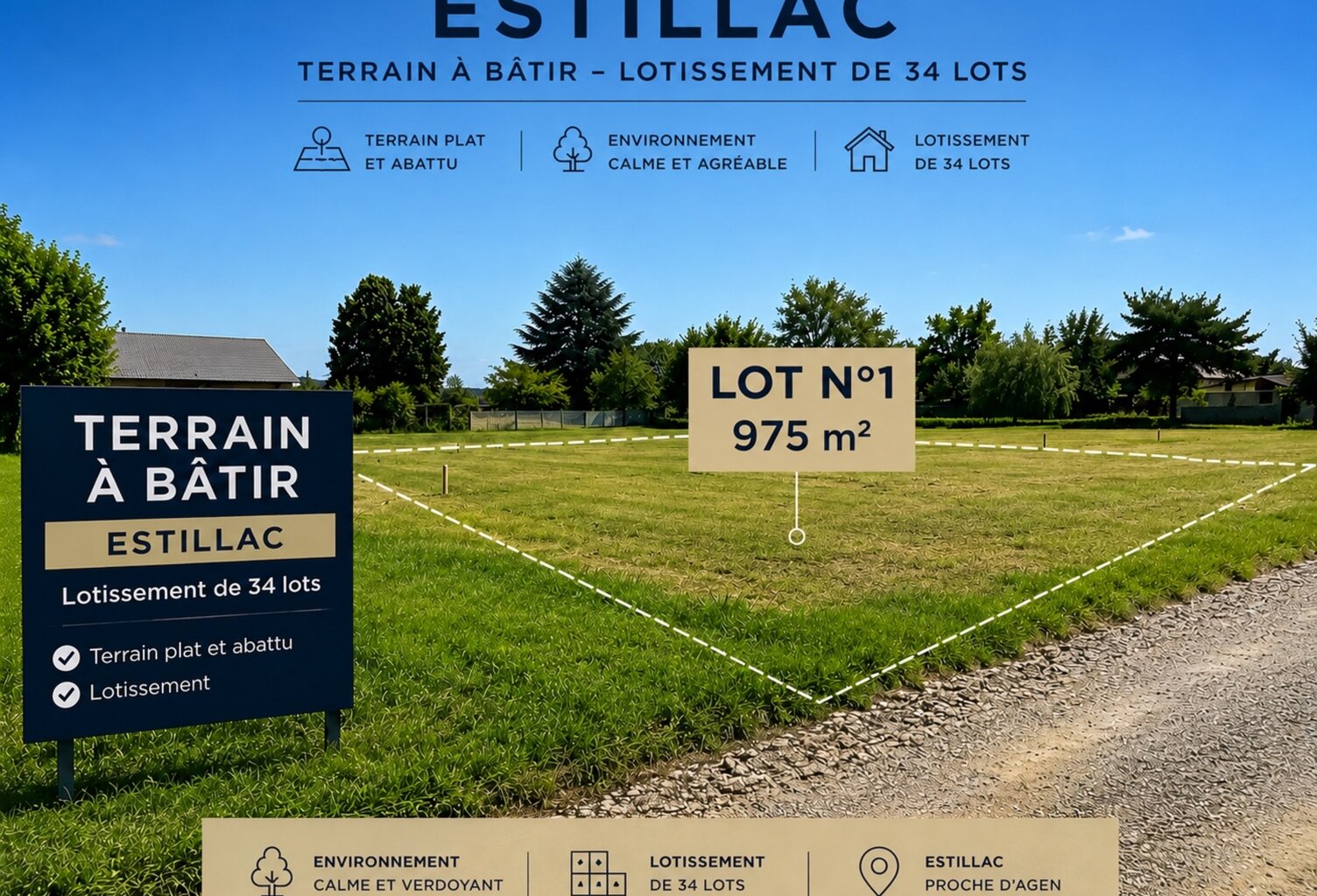 Terrain à vendre  ESTILLAC (47) — photo 1